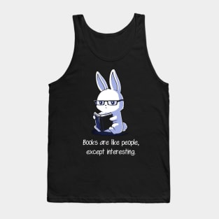 Cute Funny Rabbit Bunny Reading Book - Book Lover Tank Top